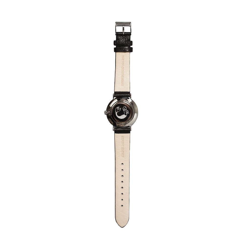 Freja black shop leather watch